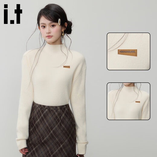 CHOCOOLATE it women's high-end slim fit pullover knitted sweater for women spring American versatile casual bottoming shirt for women light yellow L