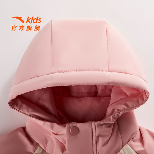 ANTA (ANTA) children's down jacket for girls and boys 25 years new winter new thickened mid-length warm hooded thickened cold-resistant jacket soft light pink-1 140