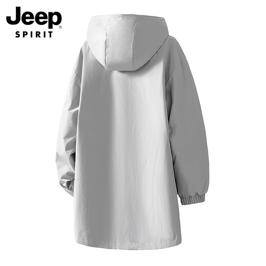 JEEP SPIRIT Jeep Windbreaker Men's Spring Teen Trendy Hooded Windproof Casual Mid-Length Jacket Black 3XL