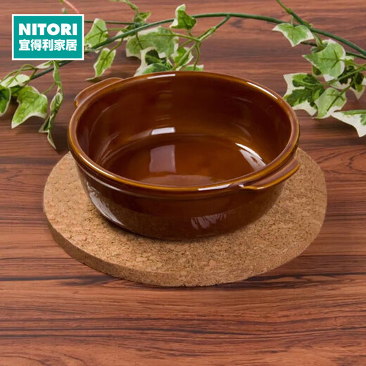 NITORI Yideli home kitchen tableware teapot large mouth plate oven baking pan suitable for multi-purpose single handle plate caramel series multi-purpose double ear plate