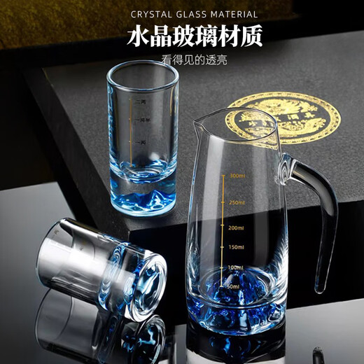 Luxury Flowers 2 Liang Blue Mountain White Wine Glass Home Set Creative Iceberg Crystal Glass Wine Divider Scale Light Luxury High-end Wine Set Blue Mountain 2 Liang White Wine Glass 2 PCs