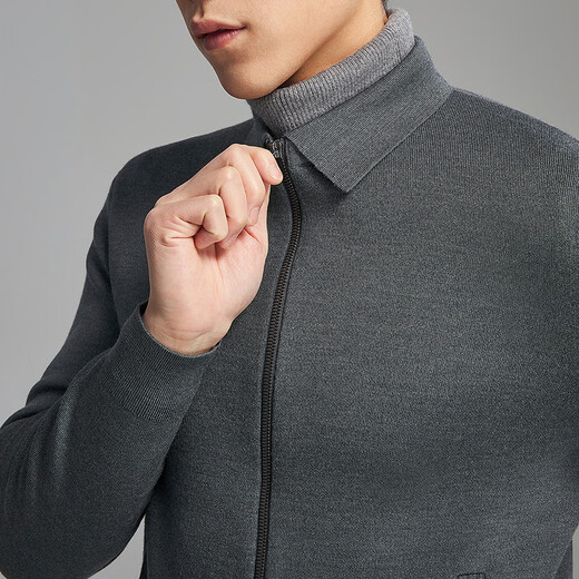 YOUNGOR sweater men's wool blended lapel sweater jacket cardigan suede plump warm and comfortable 2025 new product dark gray VWHW619961CFA L 105cm (recommended 145-165Jin Jin equals 0.5 kg)