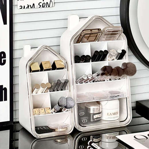 Yusenyi makeup brush storage tube large capacity desktop cosmetics storage rack drawer type facial mask lipstick eye shadow storage box big house + oblique insertion box thickened large capacity