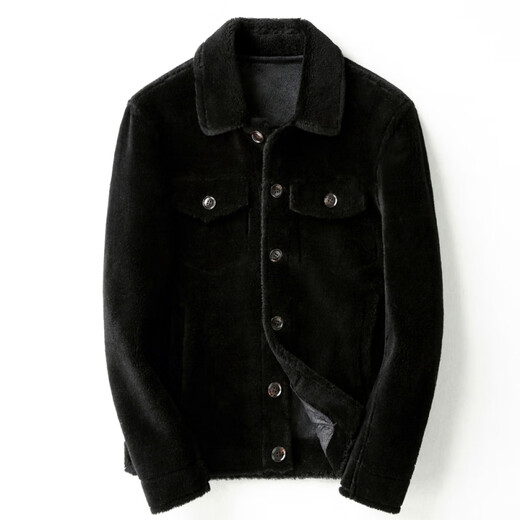 CHEVALPES国际一线品牌皮毛一体皮夹克男羊羔毛短款颗粒羊剪绒皮草皮衣外套 麦穗金 M 165