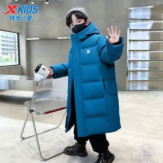 Xtep children's mid-length down jacket boys' thickened and warm winter new winter jacket for teenagers and older children Duku green upgraded thickened constant temperature and warm 170