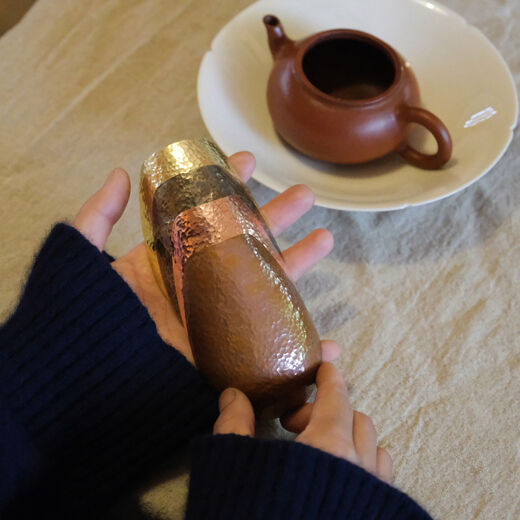 Sanqihu pure handmade copper mini tea spoon tea shovel teaspoon tea lotus six gentlemen retro Japanese style pure copper coffee beans mini tea tea spoon please be careful when photographing