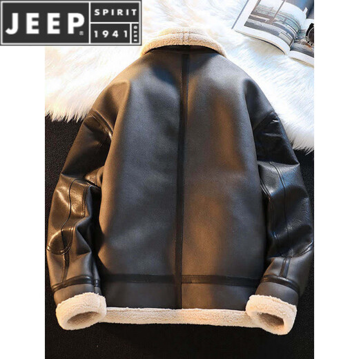 JEEP SPIRIT piel todo en uno chaqueta de cuero engrosada de terciopelo de invierno para hombre chaqueta corta de motocicleta chaqueta de algodón para hombre negro de alta calidad L