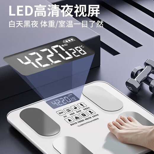 Sawang German weight scale for weight loss, accurate to 0.01 gram, rechargeable eight-electrode body fat scale, electronic scale for weighing the human body, high-precision, portable, home battery, pearlescent white - smart APP link