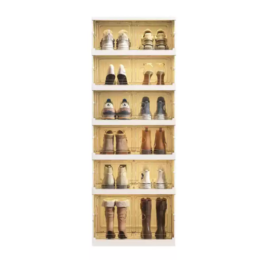 Yusenyi Shoe Cabinet Free of Installation and Folding Transparent Folding Shoe Rack Plastic Shoe Box Shoe Rack Storage Box Shoe Cabinet Light Luxury and High-Level Sense (First Best Selling Transparent) 6-layer Installation-Free Shoe Box