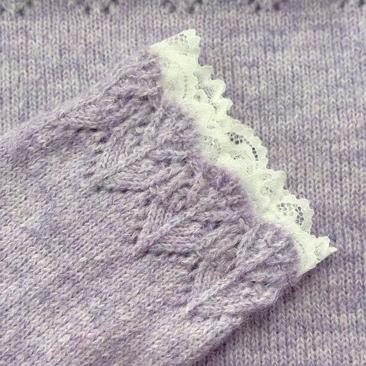 Ives (ITISF4) lace sweet sweater 26 spring new loose soft waxy lazy butterfly sweater purple one size