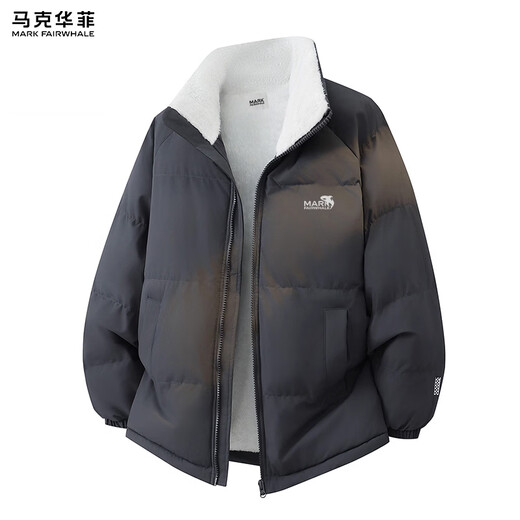 MARK FAIRWHALE Hong Kong-style retro casual cotton clothes for men 2025 winter new lamb velvet warm, comfortable and fashionable trendy brand tops black cold-proof and warm S recommended 90-120 Jin Jin equals 0.5 kg