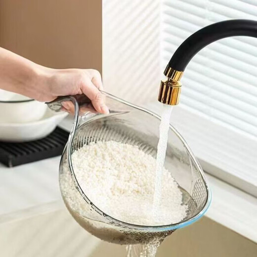 Shantou Lincun vegetable washing basket, drain basket, rice cleaning artifact, multi-functional rice washing sieve, rice washing basin, vegetable washing, fruit filtering and draining basket, 1 transparent dark green + 1 transparent color, 2 pack