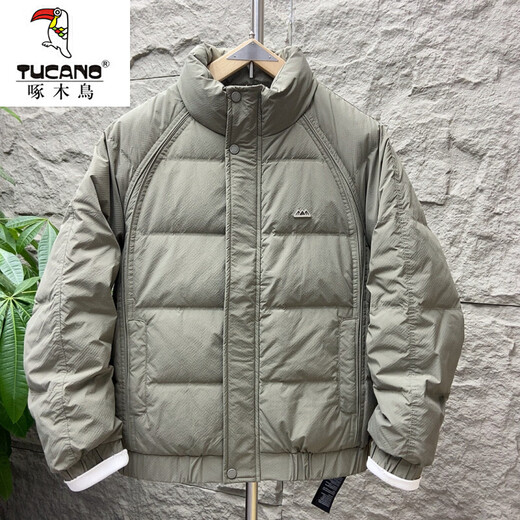 Woodpecker (TUCANO) new winter stand-up collar thickened duck down down jacket, fashionable, warm, trendy, versatile and simple winter jacket for men, black XL 125-145Jin Jin equals 0.5 kg
