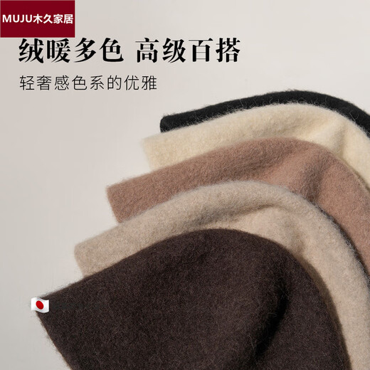 MUJU fisherman hat alpaca mixed wool women's autumn and winter warm small basin hat Korean style solid color hat black (noble and fashionable) adjustable (56-58cm)