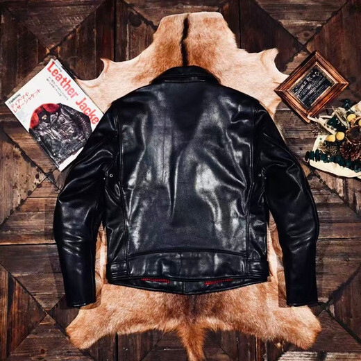CHEVALPES international first-line brand new product 1.5MM thick classic 613 Marlon Brando vegetable-tanned horsehide leather jacket bias-launched vegetable-tanned horsehide S