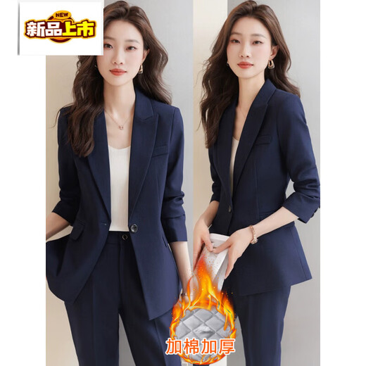 Luo Meng Navy Blue Suit Jacket Women 2026 New Customized Design Women's Professional Formal Suit Suit Work Clothes 9920 Gray Single Suit Regular S 80-91Jin Jin is equal to 0.5 kg