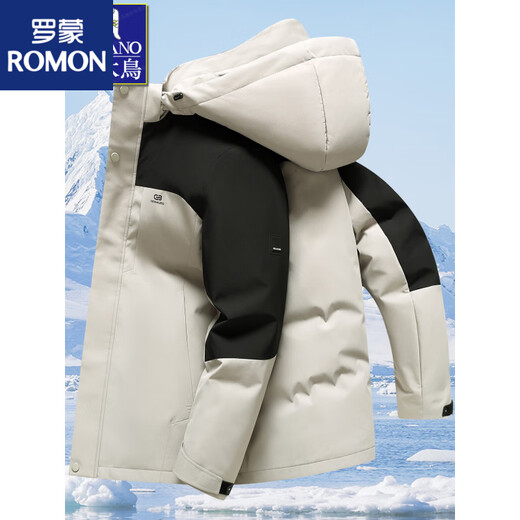 ROMON штурмовой пуховик три в одном, мужской зимний пуховик 2025 года, новый стиль, съемная подкладка, одежда с цветными блоками для холодной погоды, бежевый M 170