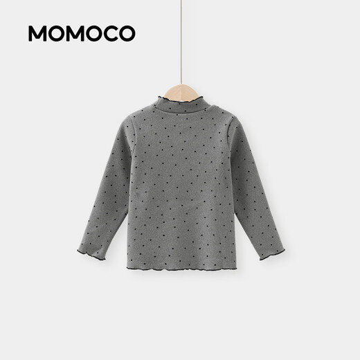 Mami Maka (MOMOCO) children's clothing girls' bottoming shirt 2025 winter style medium and large children's fashion polka dot bottoming shirt gray 90