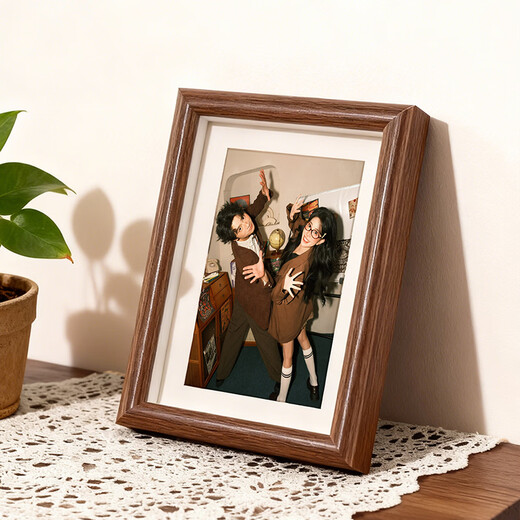 Jinlongxing 7-inch walnut color photo frame table wall photo frame photo frame wedding baby picture frame gift card paper