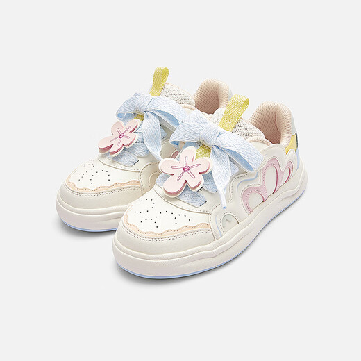 BALABALA balaOne children's shoes, children's sneakers, girls' 2025 new spring and autumn breathable white shoes, white pattern, tone 00310 31