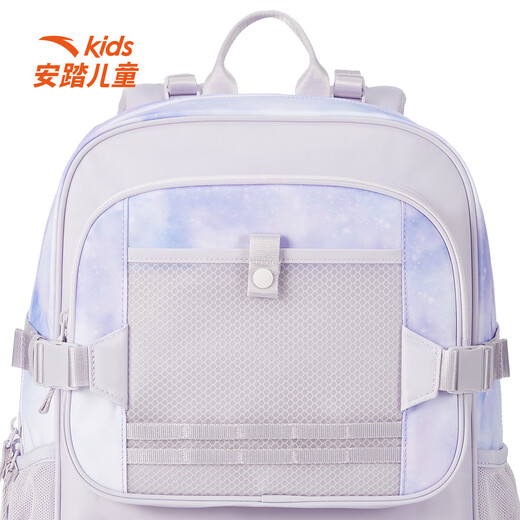 Anta children's schoolbags, men's and women's backpacks, spring new large-capacity shoulder bags with full printing, trendy backpacks with tutoring bags, purple/full printing-1 F