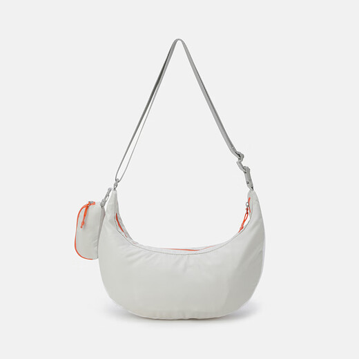 DESCENTE Men's and Women's Sports Bag Lightweight and Comfortable Training Travel Half-Moon Crossbody Bag White/WHITE