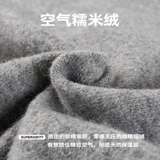 NPC trendy brand chest embroidery air glutinous rice velvet knitted cardigan rainbow flocking buckle winter men NP5CSW06 dark gray M