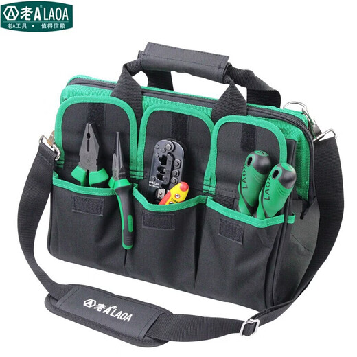 TMJD MISS old A tool bag storage bag repair bag electrician bag green and black oxford cloth multi-functional storage SN8604 13-inch shoulder bag LA212818