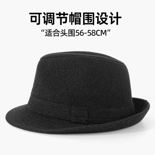 SOOKI Men's Top Hat Autumn and Winter British High-end Retro Jazz Hat Middle-aged and Old Dad Warm Gentleman Shanghai Beach Old Man Hat Black One Size (56-58cm)