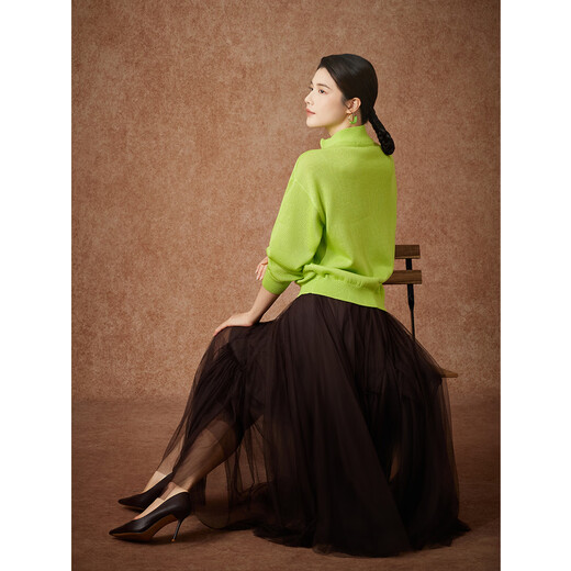 BBLLUUEE Butterfly Pattern Aesthetics Pink Blue Wardrobe 2026 Spring New Style Butterfly Rhyme Sichuan Embroidery Women's Artistic Contrast Color Knitted Sweater Yunliu Green M