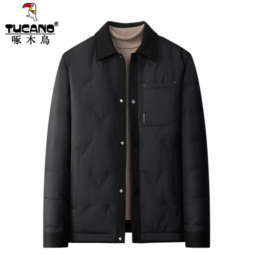 Зимняя куртка на белом утином пуху Woodpecker, мужская короткая деловая повседневная теплая куртка с лацканами, универсальная уличная одежда для холодной погоды 8859 Хаки M 170