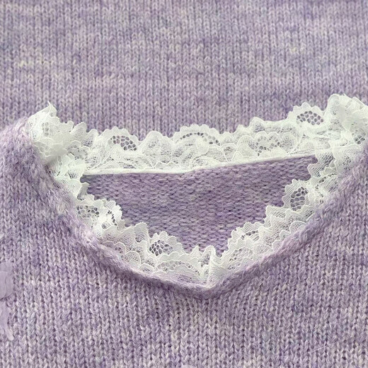 Ives (ITISF4) lace sweet sweater 26 spring new loose soft waxy lazy butterfly sweater purple one size