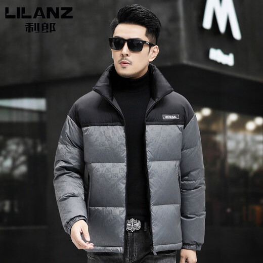 利郎商场同款男装羽绒服冬季新款中青男士鹅绒短款立领加厚保暖外套 黑色 XL 180码(建议140-160斤)