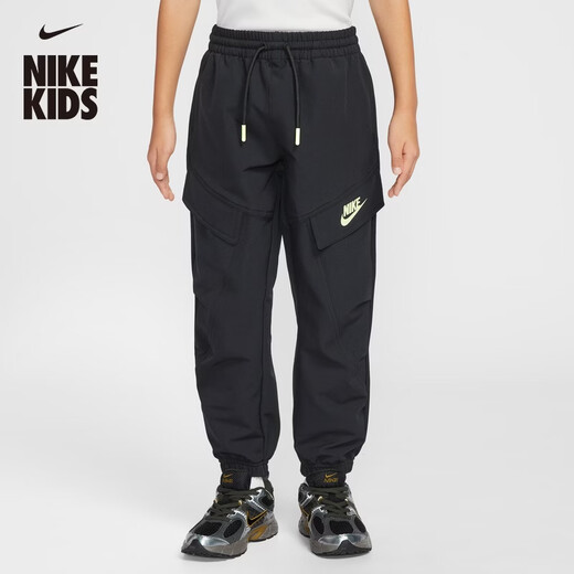 Nike toddler thin velvet lining overalls trousers spring new boys functional style woven comfortable NIKE IU5327 010 black 110 XS