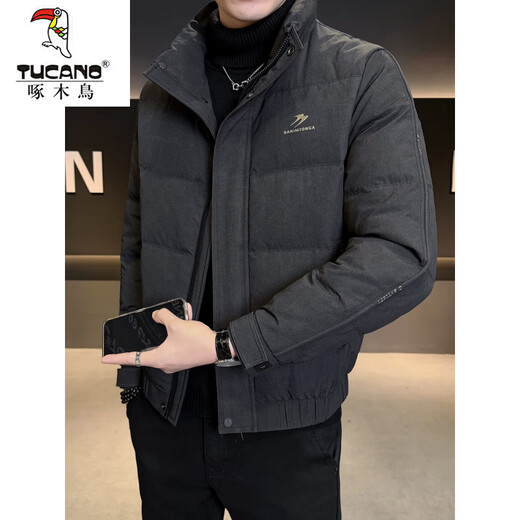 Woodpecker (TUCANO) down jacket men's thickened jacket 2025 new winter trendy brand style fashionable stand-up collar warm winter jacket black M