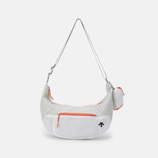 DESCENTE Men's and Women's Sports Bag Lightweight and Comfortable Training Travel Half-Moon Crossbody Bag White/WHITE