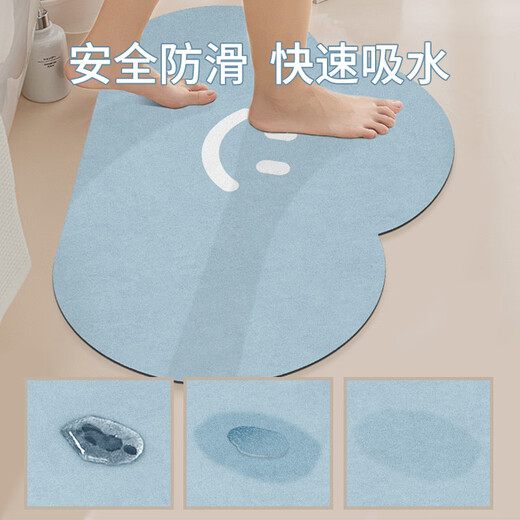 Fantasy Bathroom Floor Mat Carpet Diatom Mud Soft Bathroom Toilet Door Mat Water Absorbent Quick-Drying Anti-Slip Door Mat MKK Not Happy 80x120cm