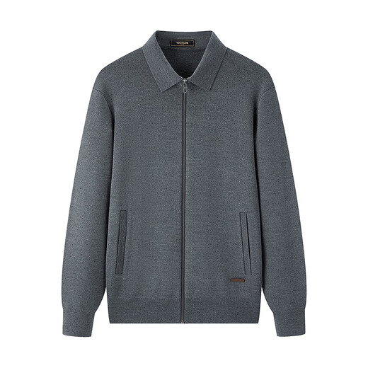 YOUNGOR sweater men's wool blended lapel sweater jacket cardigan suede plump warm and comfortable 2025 new product dark gray VWHW619961CFA L 105cm (recommended 145-165Jin Jin equals 0.5 kg)