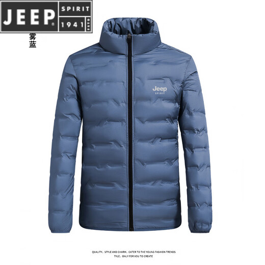 JEEP SPIRIT Jeep men's 2025 winter new down jacket men's casual stand-up collar thickened warm jacket versatile fog blue M