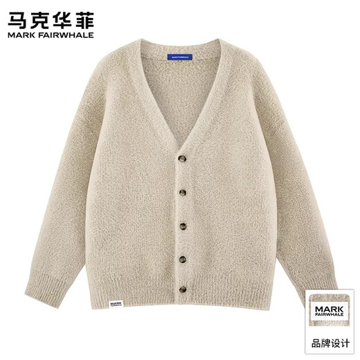 MARK FAIRWHALE American Retro Casual Cardigan Sweater Men's 2026 Spring New Loose Comfortable Warm Trendy Brand Handsome Top Beige Official Authentic M Recommended 100-120 Jin Jin equals 0.5 kg