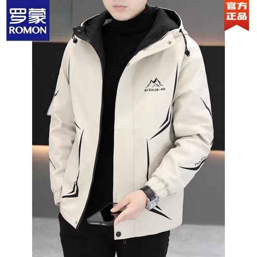 ROMON Мужская куртка с капюшоном, осенне-зимняя рабочая одежда. Красивая теплая модная универсальная повседневная хлопковая куртка 716, черный бархат 2XL 150-165Jin Jin весит 0,5 кг.