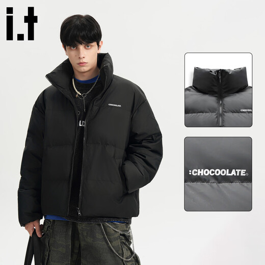 ШОКОЛАДНЫЙ it красный утолщенный пуховик с воротником-стойкой, мужской зимний модный морозостойкий теплый пуховик 2025 года, черный S рекомендуется 90Jin Jin равен 0,5 кг -110Jin Jin равен 0,5 кг