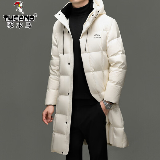 Дятел, пуховая куртка с наполнителем для экстремально холодных условий, мужская длинная зимняя модная повседневная куртка на белом утином пуху, теплая мужская куртка с капюшоном RR-YR9917 Фиолетовый M 170/92A