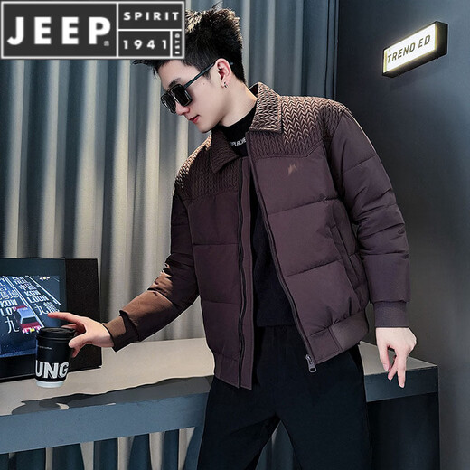 Зимний сращенный мужской пуховик JEEP SPIRIT, популярный в 2025 году, новый стиль, красивая куртка зеленого цвета, размер 2XL, рекомендуется 141 ~ 155Jin Jin, вес 0,5 кг.