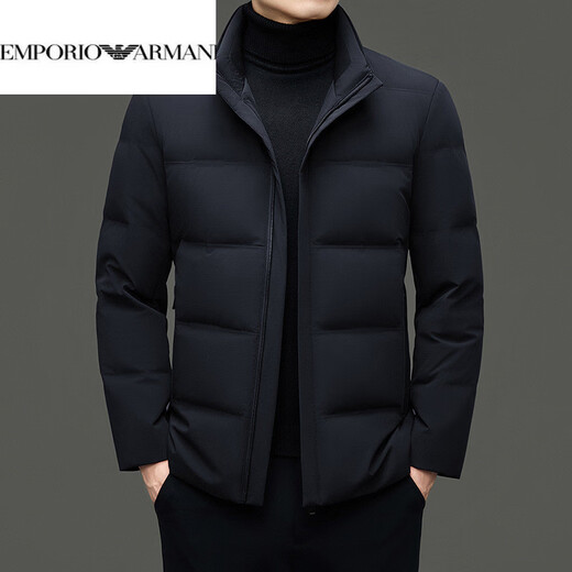 EMPORIO ARMANI Armani 2026, новый зимний стиль, мужская мода среднего возраста, повседневный свободный пуховик с воротником-стойкой, теплая куртка 108HBHY25956, черный M 170