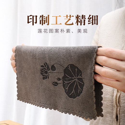 Xushansi cotton and linen tea towel thickened absorbent tea cloth tea table rag tea table special towel household Zen tea cloth pad lotus tea towel (grey) 18