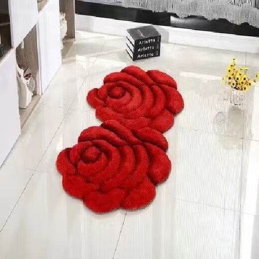 Fantasy simple modern 3D three-dimensional rose floor mat wedding room living room carpet ins style no-wash rose red 70x140 cm