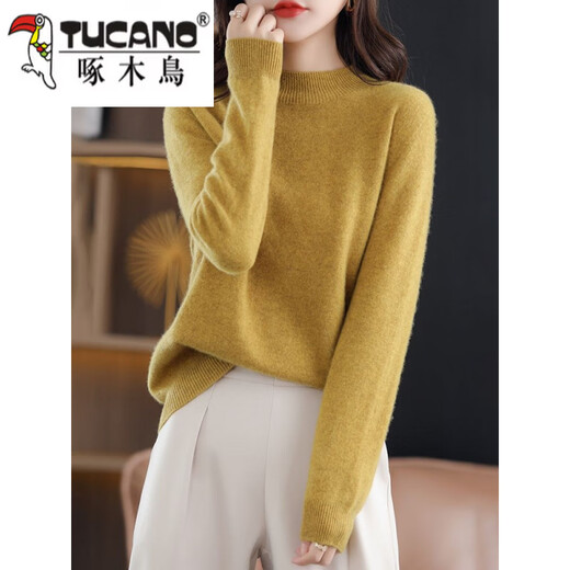 Woodpecker (TUCANO) wool fleece first-line ready-to-wear Merino 100 wool sweater women's half turtleneck long-sleeved fleece sweater autumn and winter knitted official flagship Klein Blue S