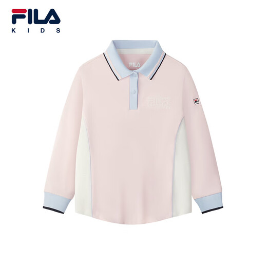 FILA children's clothing long-sleeved T-shirt 2025 winter new style girls and children loose sports POLO shirt hazy pink-LP 120