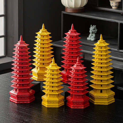 Yusen Yi Wenchang Tower ornaments seven-story living room entrance office desk study room porcelain handicrafts decoration ornaments nine-story Wenchang Tower trumpet yellow
